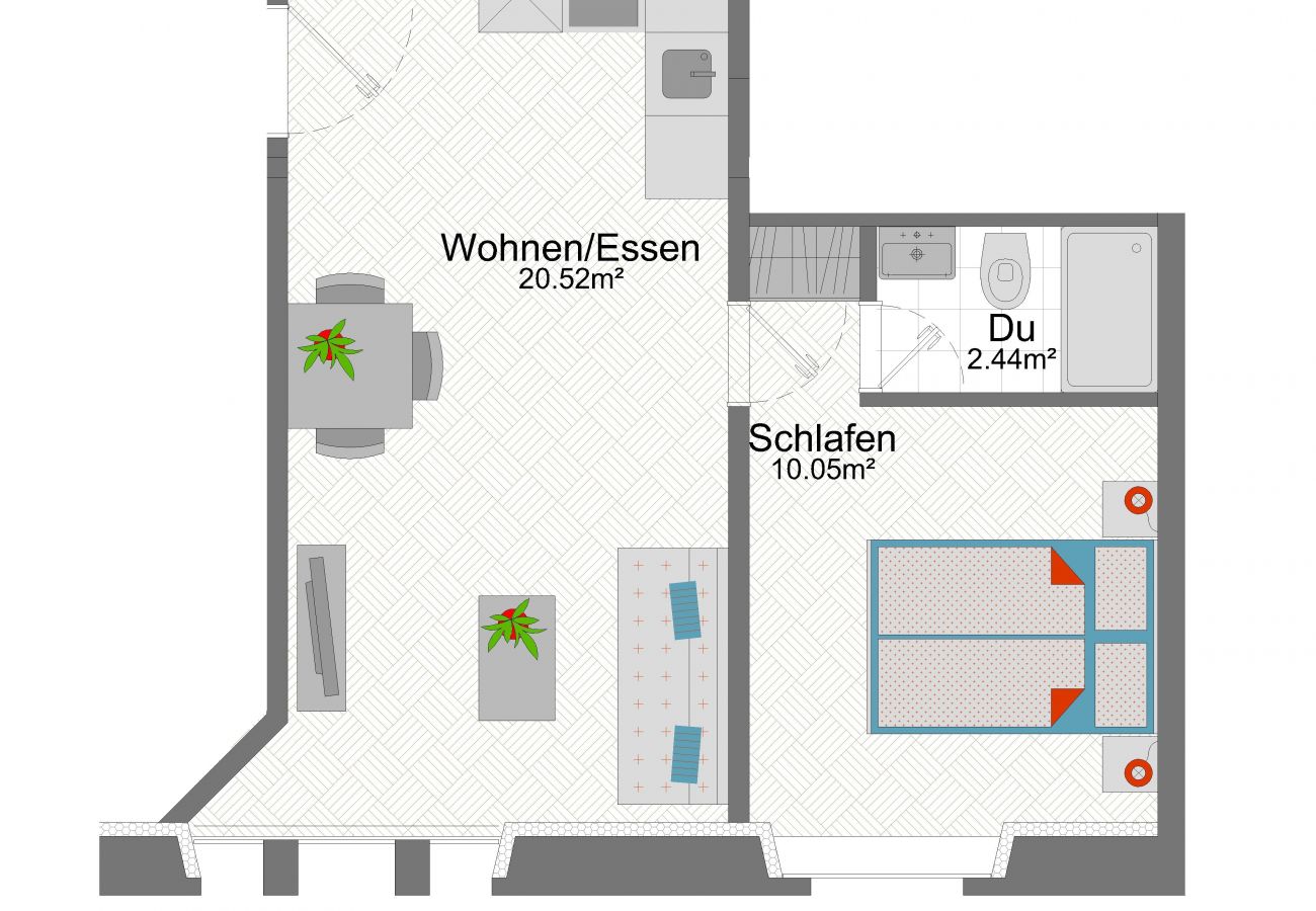 Ferienwohnung in Zürich - ZH Blueberry - Oerlikon HITrental Apartment