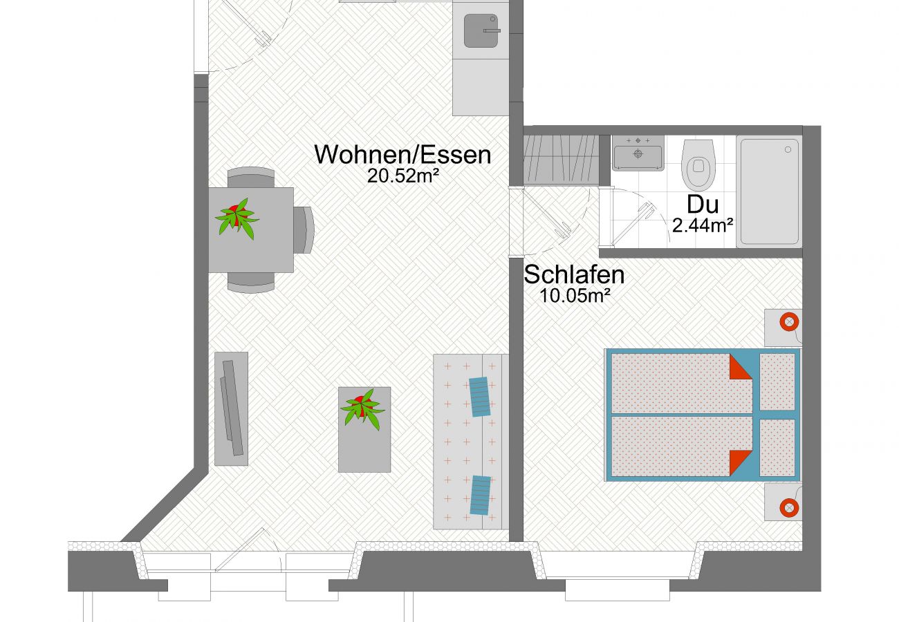 Ferienwohnung in Zürich - ZH Blueberry lll - Oerlikon HITrental Apartment
