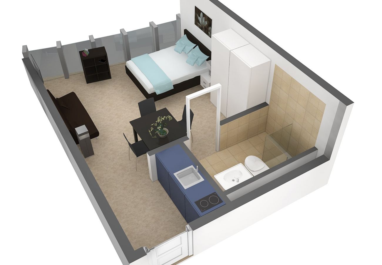 3D floor plan of the Bourbaki - Allmend HITrental Apartment